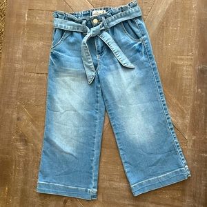 Jordache Girls' Crop Wide Leg Denim Self Belted Jean